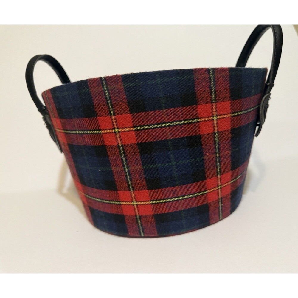 Festive Tartan Holiday Basket with Handles